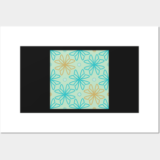 Geometric flowers soft colors Posters and Art